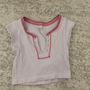 Urban Outfitters Pink and White Ribbed Top